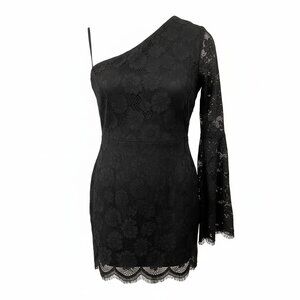 Runaway the Label One Shoulder Black Lace Dress